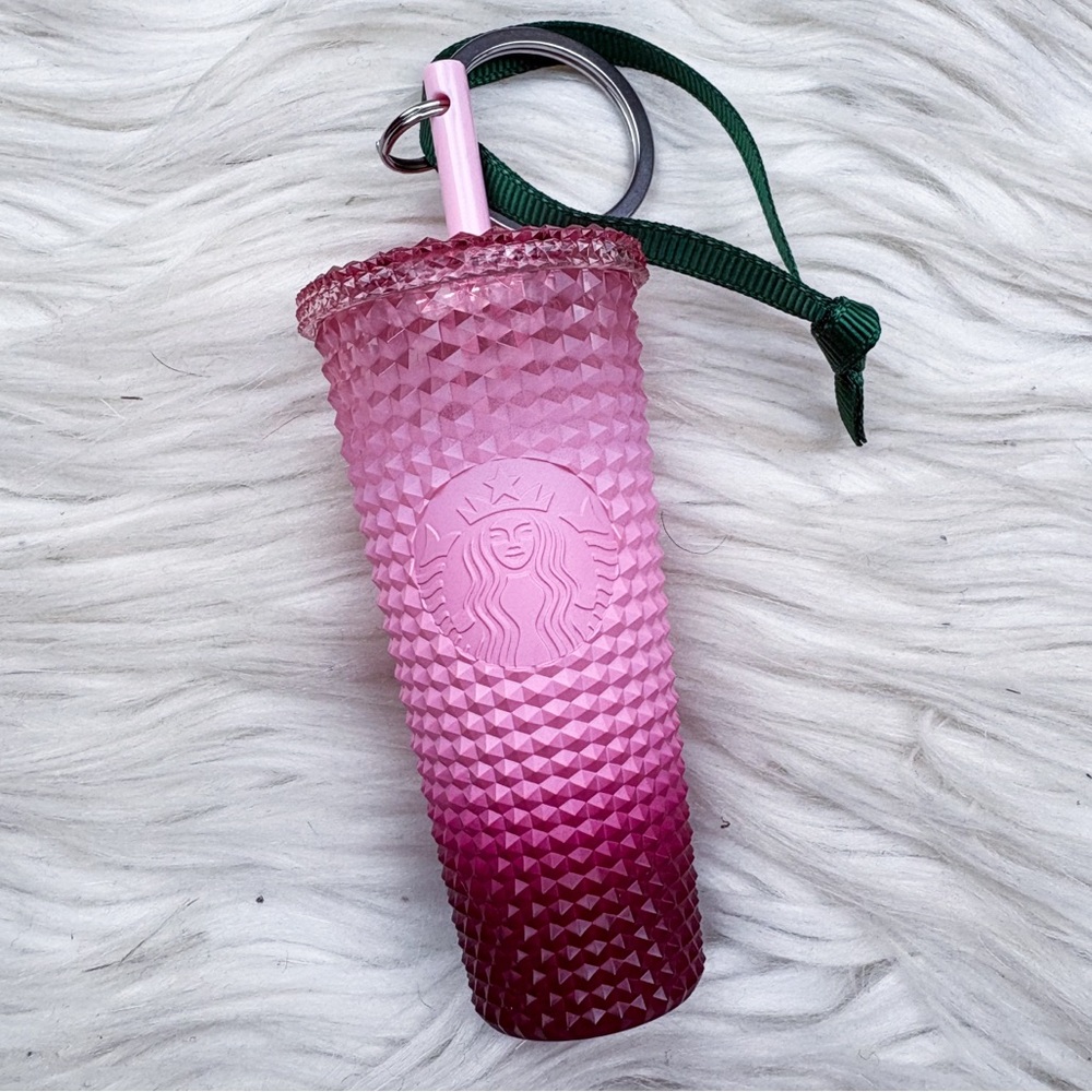 Starbucks 2022 Holiday Studded Keychain Ornament Waxberry Ombre Pink NEW